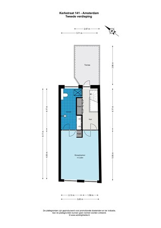 Plattegrond - Keizersgracht 584-586, 1017 EN Amsterdam - 233_235_Kerkstraat 141 - Amsterdam - Tweede verdieping - 2D.jpeg